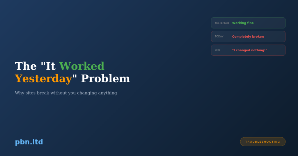 The It Worked Yesterday Problem Why Sites Break Without Warning