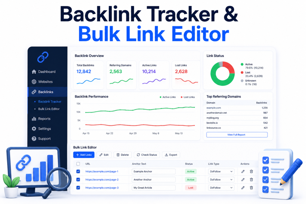 Backlink Tracker & Bulk Link Editor
