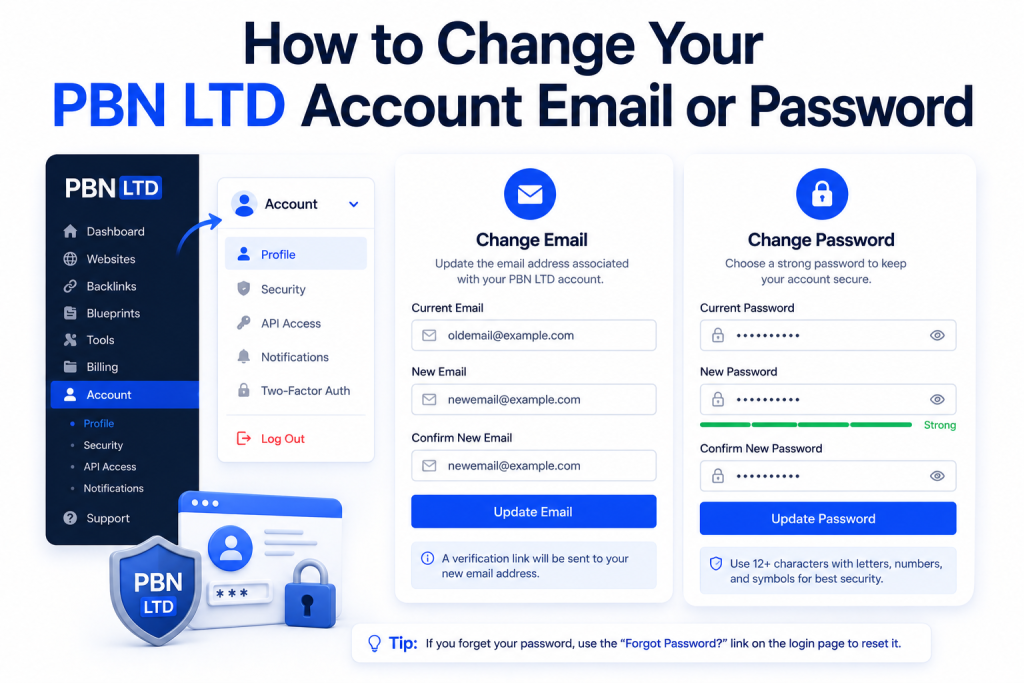 How to Change Your PBN LTD Account Email or Password