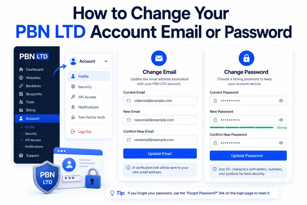 How to Change Your PBN LTD Account Email or Password
