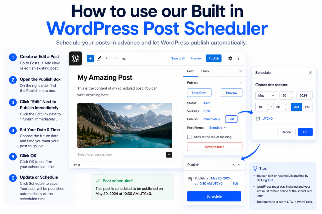 How to use our Built in WordPress post scheduler