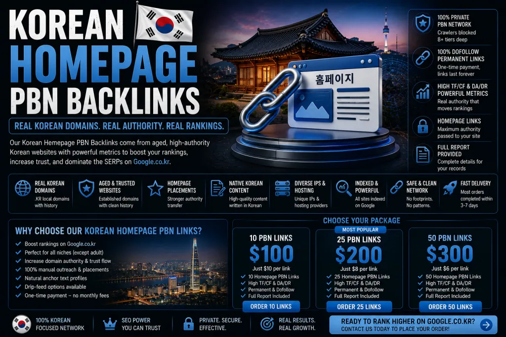 Korean Homepage Backlinks For Sale