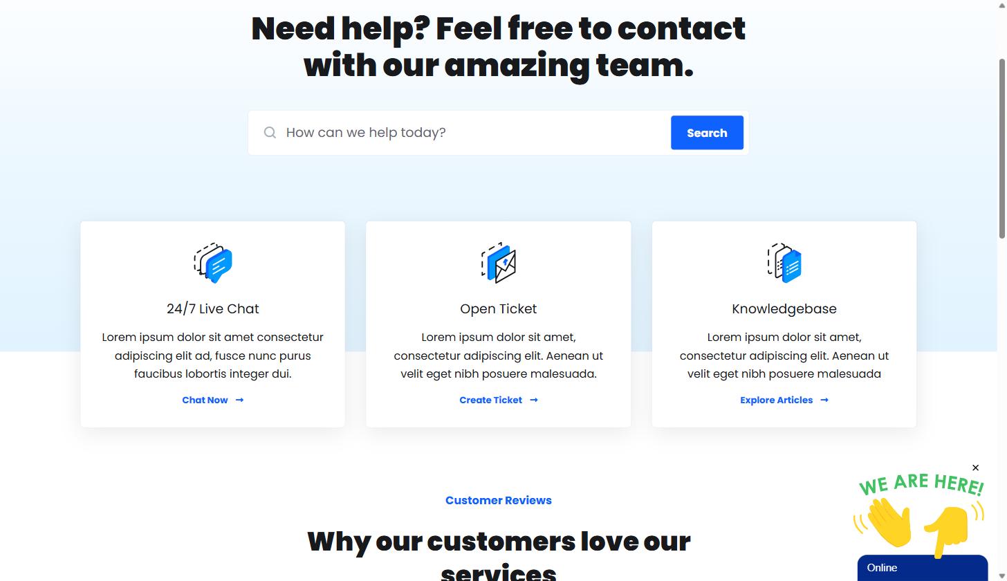 Screenshot of PBNHosting.io Contact Us page showing three blocks of placeholder Lorem ipsum text under 24/7 Live Chat, Open Ticket and Knowledgebase headers