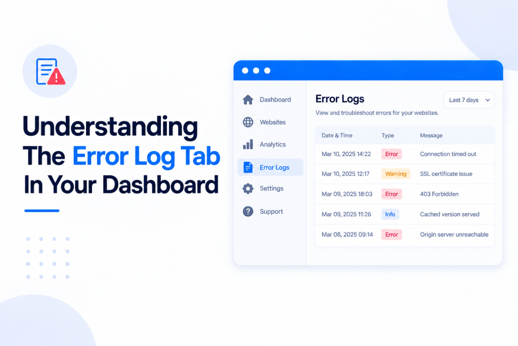 Understanding The Error Log Tab In Your Dashboard