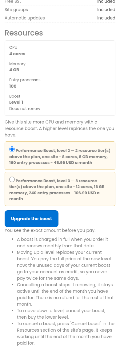 The Resources section on a phone