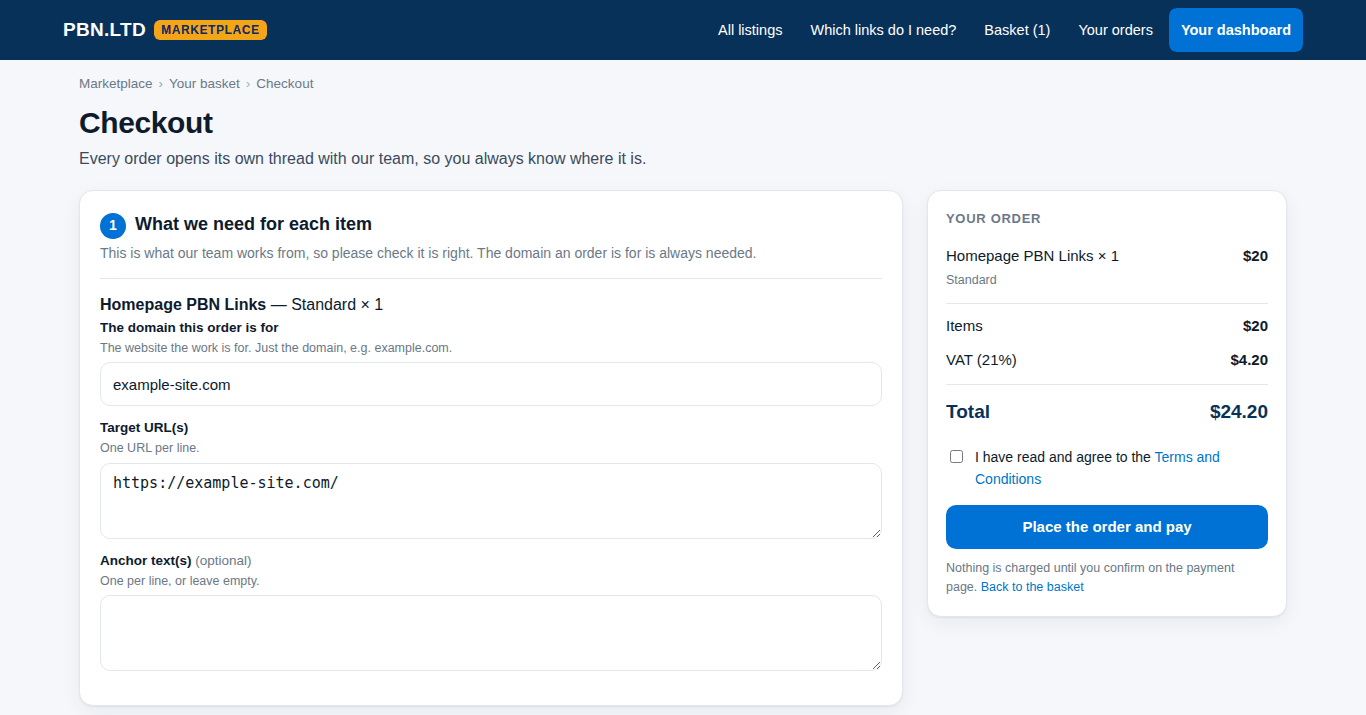 Checkout: what we need for each item and the order summary