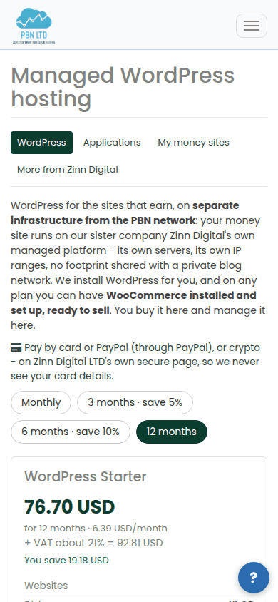 The Managed WordPress plans on a phone