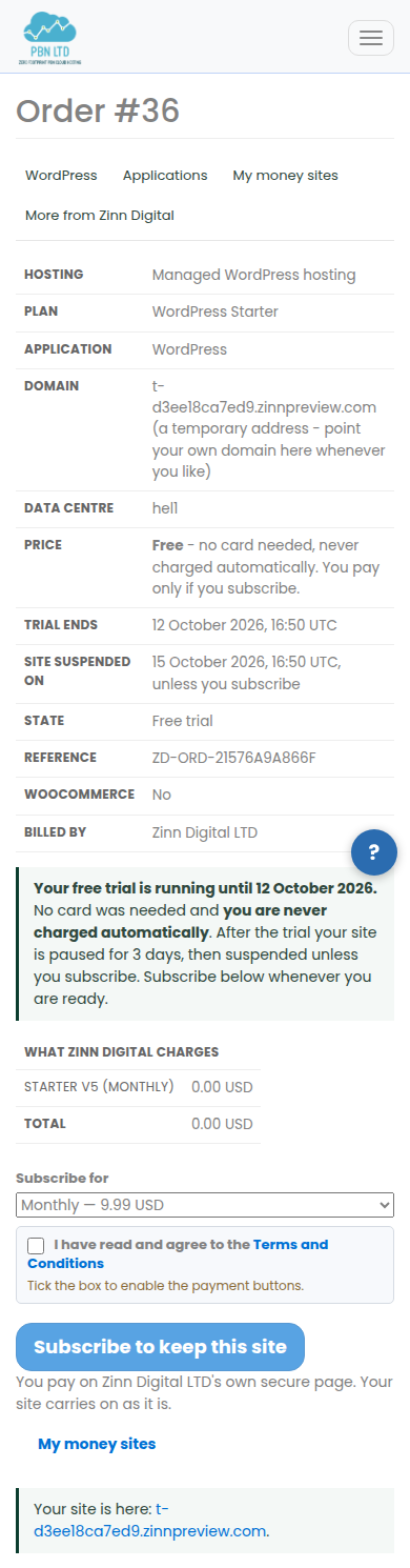 The trial order on a phone