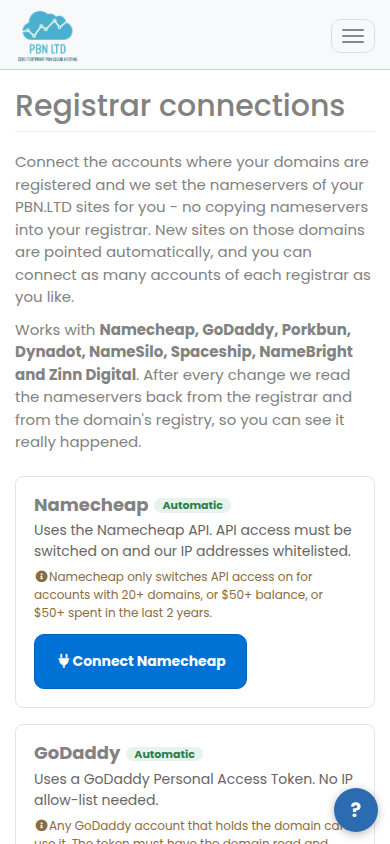 Registrar connections on a phone