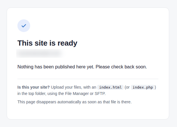 The This site is ready page