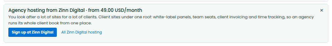 A suggestion card on the sites list