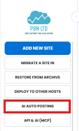 AI Auto Posting in the main menu