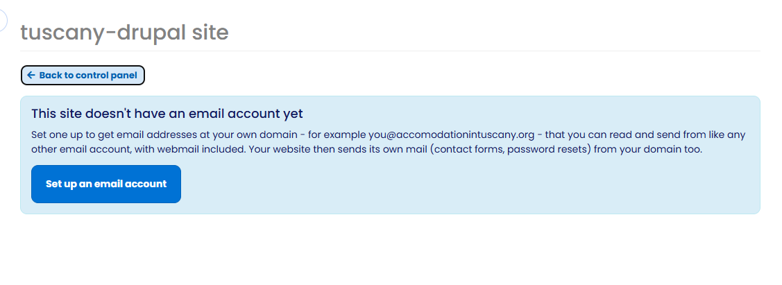 Set up an email account button