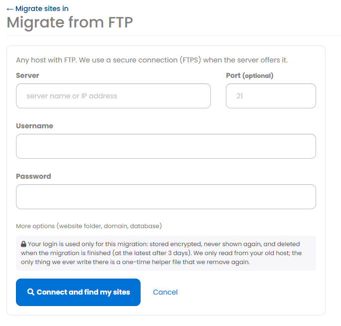 Migrate from FTP form