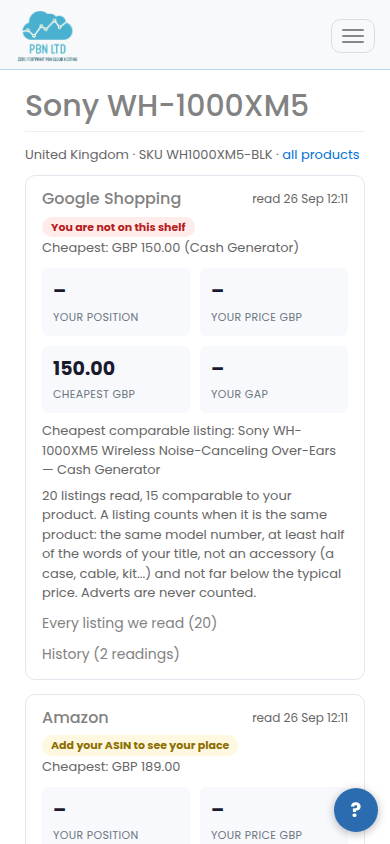 A product on a phone